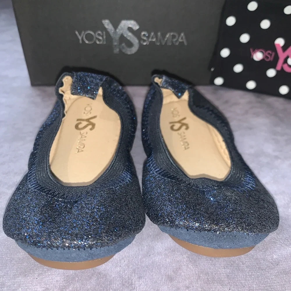 Yosi Samra Little Girl Shoes Size 6C Blue Ballet Flats Sapphire Sammie Run Small